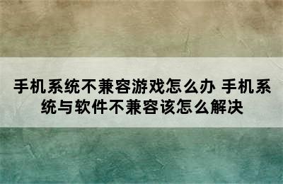 手机系统不兼容游戏怎么办 手机系统与软件不兼容该怎么解决